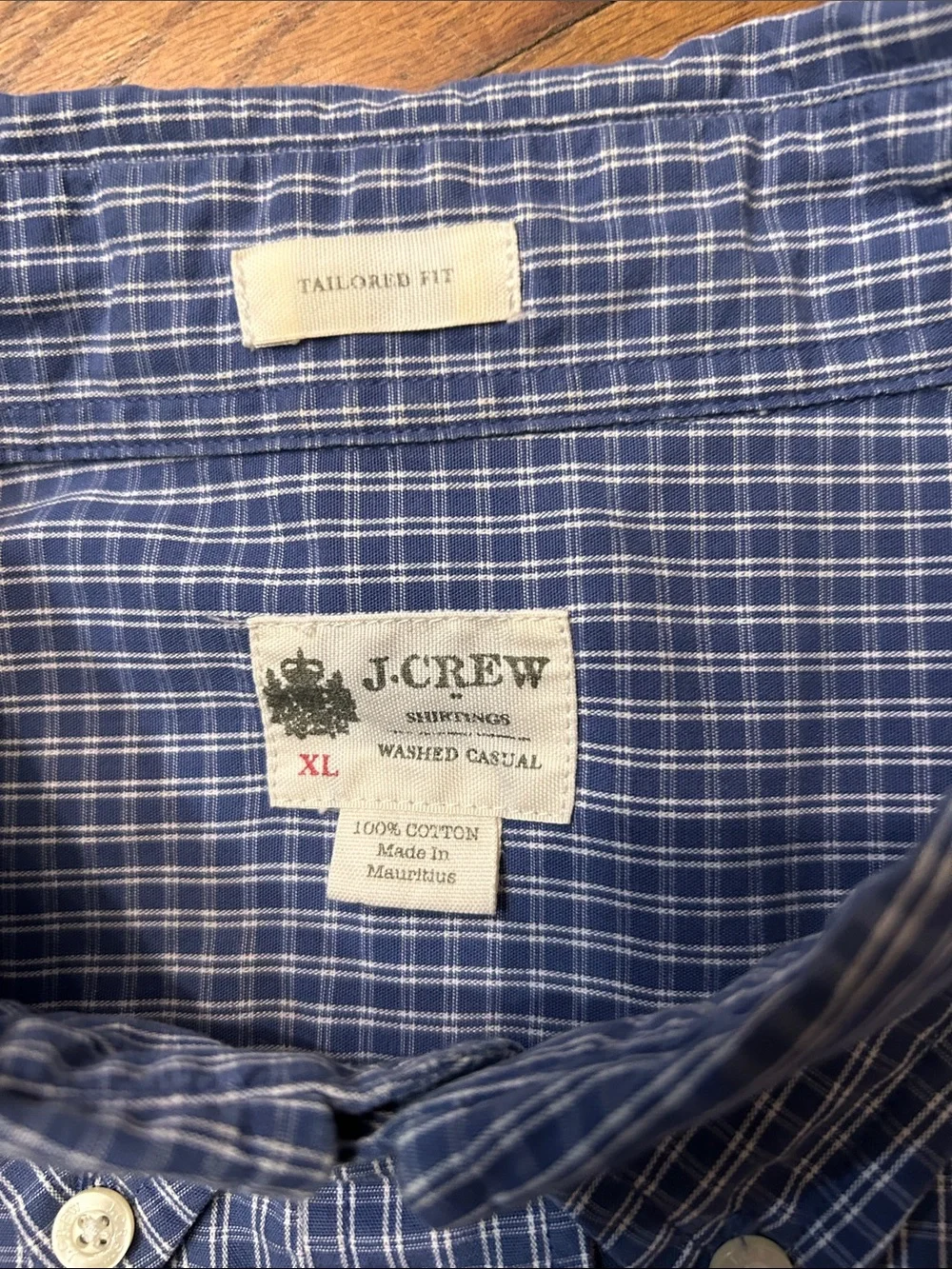 J. Crew Navy and White Gingham Button-Down Shirt